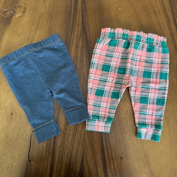 Laughing Llama Bundle of 2 Pants Plaid Pants and Solid Blue Leggings Size 3M - Picture 2 of 4